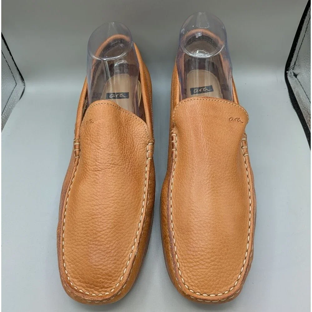 Ara Men's Marv Midan Cognac Leather Moccasin Loafers 12 33601-07 Size: 12